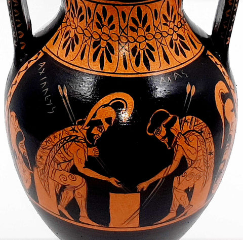 Red figure Pottery 22cm ,Amphora showing Ajax and Achilles - ifigeneiaceramics