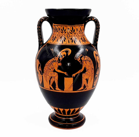 Red figure Pottery 22cm ,Amphora showing Ajax and Achilles - ifigeneiaceramics