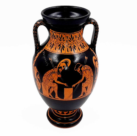 Red figure Pottery 22cm ,Amphora showing Ajax and Achilles - ifigeneiaceramics
