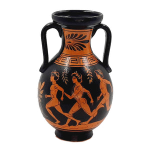 Red figure Pottery Amphora 17cm,Runners from Ancient Olympics - ifigeneiaceramics