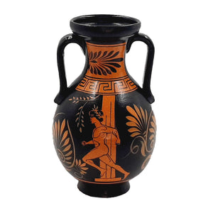 Red figure Pottery Amphora 17cm,Runners from Ancient Olympics - ifigeneiaceramics
