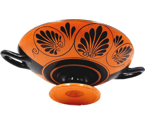 Red figure Pottery Kylix 20cm,God Dionysus with dancing Satyrs