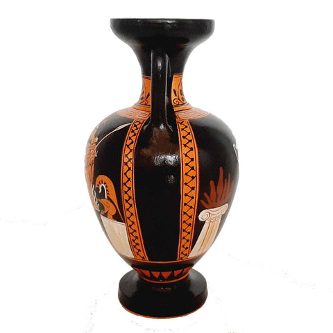 Red figure Pottery Vase 22cm,Hercules with Goddess Athena - ifigeneiaceramics