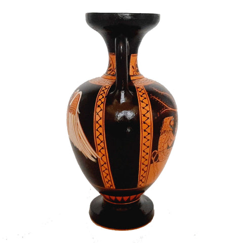 Red figure Pottery Vase 22cm,Hercules with Goddess Athena - ifigeneiaceramics