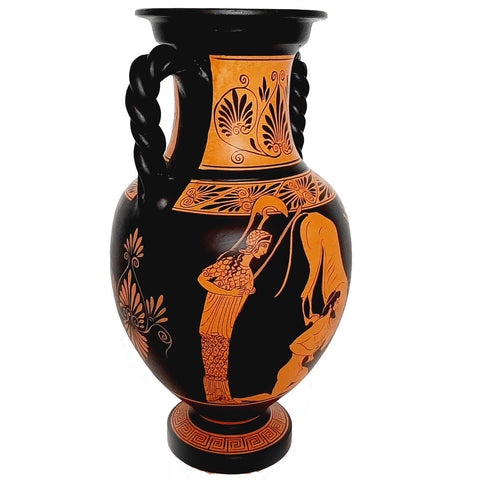 Red figure Pottery Vase 36cm,Hercules with  Lion,God Hermes with Goddess Artemis