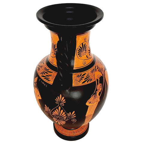 Red figure Pottery Vase 36cm,Hercules with  Lion,God Hermes with Goddess Artemis