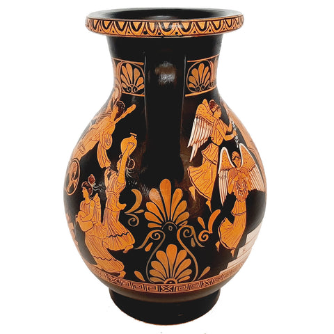 Red figure Pottery, Replica Pelike 26cm,Heracles brought to Olympus by Athena - ifigeneiaceramics