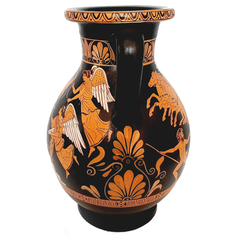 Red figure Pottery, Replica Pelike 26cm,Heracles brought to Olympus by Athena - ifigeneiaceramics