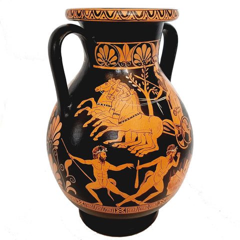 Red figure Pottery, Replica Pelike 26cm,Heracles brought to Olympus by Athena - ifigeneiaceramics