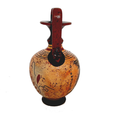 Set of 2 multicolor vases 13,5cm,Ancient  Greek Pottery,Shows God Dionysus and Goddess Aphrodite - ifigeneiaceramics