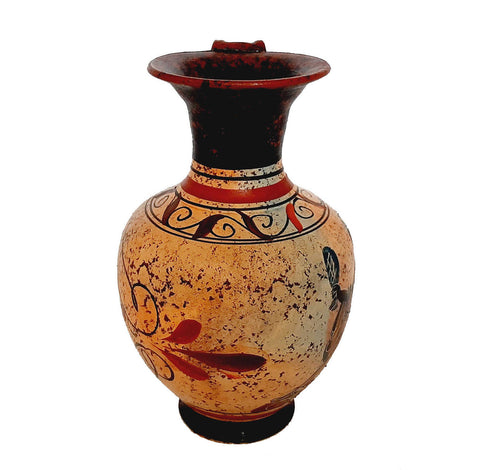 Set of 2 multicolor vases 13,5cm,Ancient  Greek Pottery,Shows God Dionysus and Goddess Aphrodite - ifigeneiaceramics