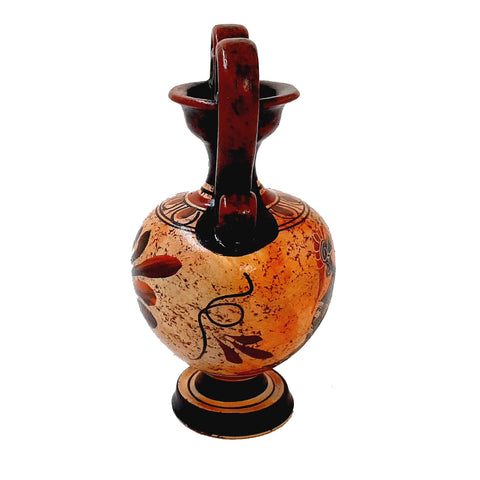 Set of 2 multicolor vases 13,5cm,Ancient Greek Pottery,Shows God Dionysus and Goddess Aphrodite - ifigeneiaceramics