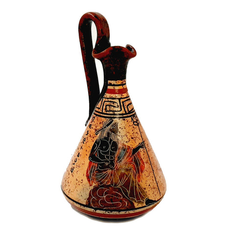 Set of 2 multicolor vases 13,5cm,Ancient Greek Pottery,Shows God Dionysus and Goddess Aphrodite - ifigeneiaceramics