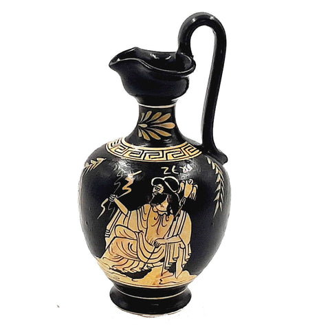 Set of 2 Attic white figure Greek Vases 16cm,God Zeus,Goddess Athena - ifigeneiaceramics