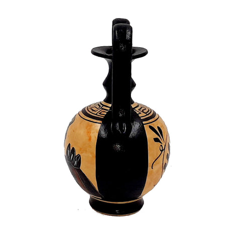 Set of 2 Black figure vases 13cm,Ancient  Greek Pottery,Shows God Dionysus and Goddess Aphrodite - ifigeneiaceramics