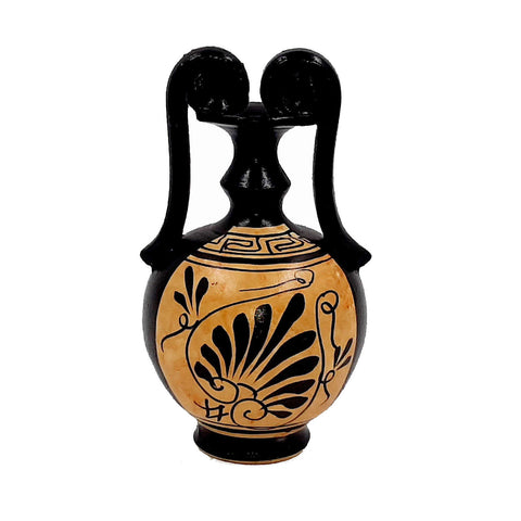 Set of 2 Black figure vases 13cm,Ancient  Greek Pottery,Shows God Dionysus and Goddess Aphrodite - ifigeneiaceramics
