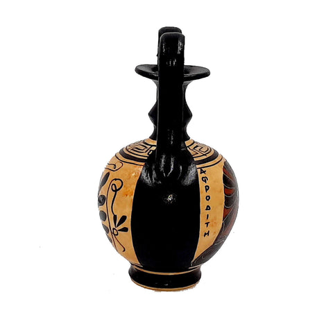 Set of 2 Black figure vases 13cm,Ancient  Greek Pottery,Shows God Dionysus and Goddess Aphrodite - ifigeneiaceramics