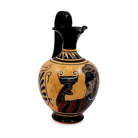 Set of 2 Black figure vases 13cm,Ancient  Greek Pottery,Shows God Dionysus and Goddess Aphrodite - ifigeneiaceramics