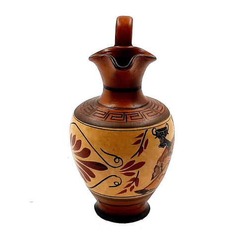 Set of 2 Greek Pottery Vases,Brown shades,God Dionysus and Goddess Aphrodite - ifigeneiaceramics