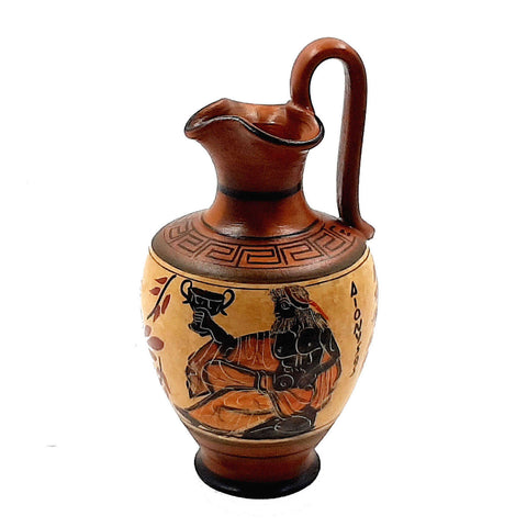 Set of 2 Greek Pottery Vases,Brown shades,God Dionysus and Goddess Aphrodite - ifigeneiaceramics