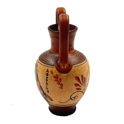 Set of 2 Greek Pottery Vases,Brown shades,God Dionysus and Goddess Aphrodite - ifigeneiaceramics