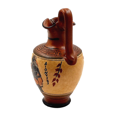 Set of 2 Greek Pottery Vases,Brown shades,God Dionysus and Goddess Aphrodite - ifigeneiaceramics