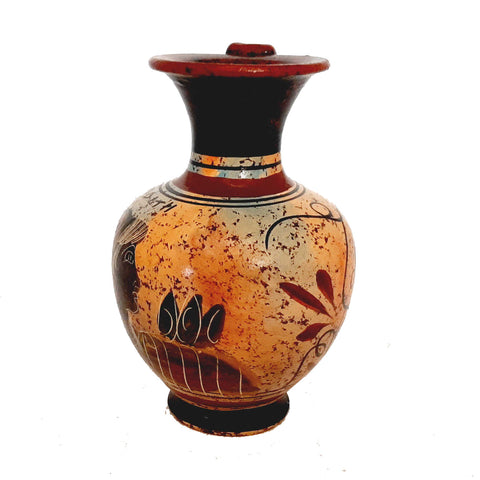 Set of 3 Ancient Greek Pottery vases 11,5cm,Multicolored,Showing Olympian Gods - ifigeneiaceramics