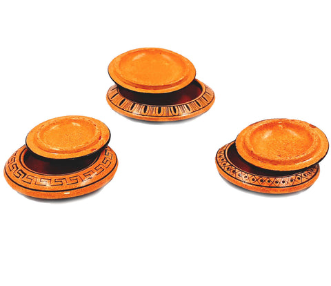 Set of 3 Ancient Greek Pyxis,Red Figure Pottery,Showing 3 Olympian Gods