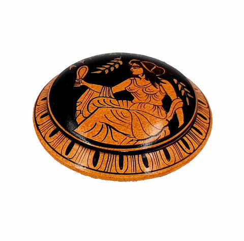 Set of 3 Ancient Greek Pyxis,Red Figure Pottery,Showing 3 Olympian Gods