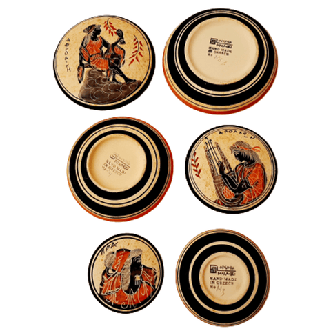 Set of 3 Ancient Greek Pyxis,Showing 3 Olympian Gods