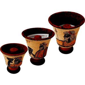 Set of 3 Pythagorean Cups,Showing Pythagoras,God Zeus and God Dionysus