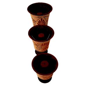 Set of 3 Pythagorean Cups,Showing Pythagoras,God Zeus and God Dionysus
