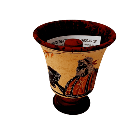 Set of 3 Pythagorean Cups,Showing Pythagoras,God Zeus and God Dionysus