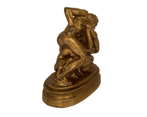 Wrestlers Statue ,Greek Olympic games,Bronze Patina Plaster Scuplture 17cm