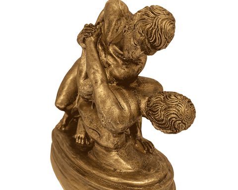 Wrestlers Statue ,Greek Olympic games,Bronze Patina Plaster Scuplture 17cm