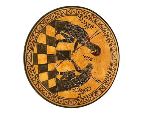 Ajax and Achilles,Greek ceramic plate 24cm,Black figure pottery