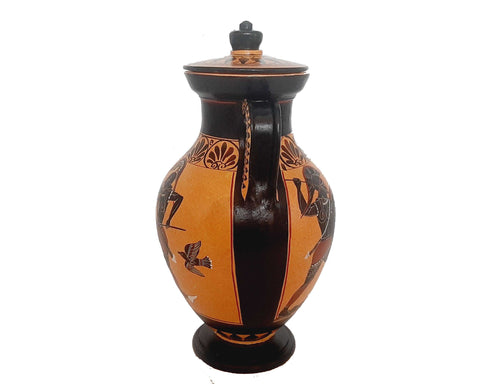 Ajax vs Hector over Patoclus Body,Black figure pottery, lid Amphora 24cm