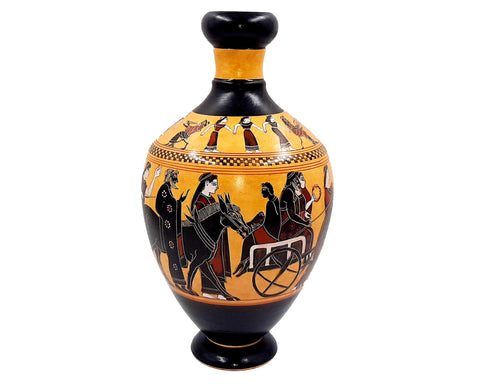 Amasis Lekythos 31cm,Black Figure Pottery ,shows a Wedding,Museum Replicas