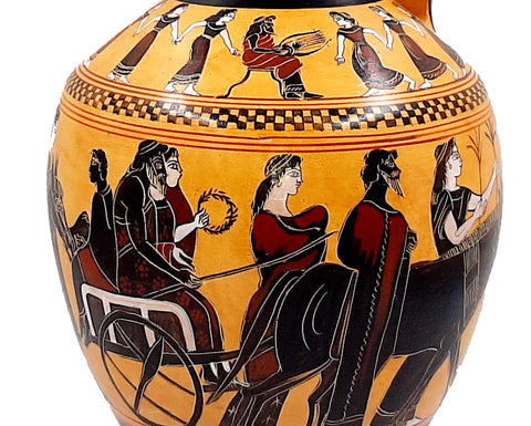 Amasis Lekythos 31cm,Black Figure Pottery ,shows a Wedding,Museum Replicas