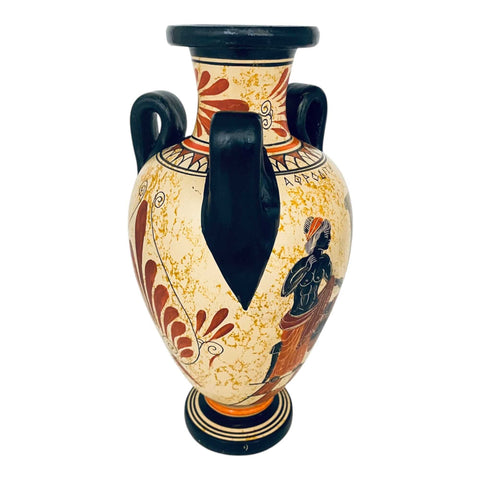 Ancient Greek Amphora 22cm, Showing God Ares and Goddess Aphrodite - ifigeneiaceramics