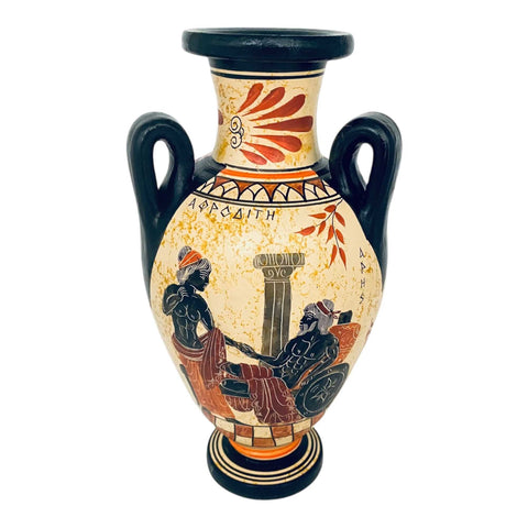 Ancient Greek Amphora 22cm, Showing God Ares and Goddess Aphrodite
