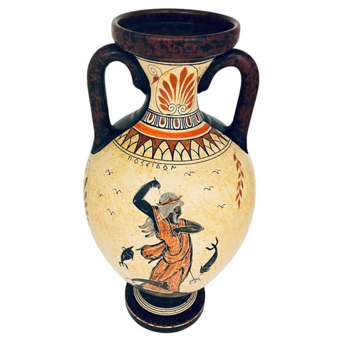 Ancient Greek Amphora Vase 31cm,God Dionysus,Poseidon