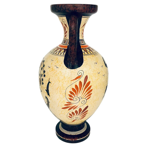 Vase amphore grecque antique 31 cm, Dieu Dionysos, Poséidon