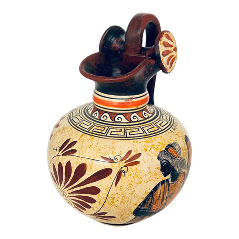 Ancient Greek Jar, Rhodian Oinochoe vase 20cm,Goddess Aphrodite and God Dionysus