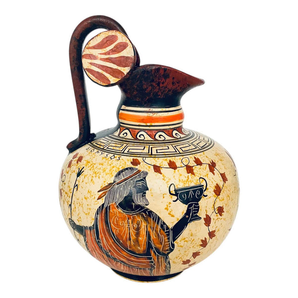 Ancient Greek Jar, Rhodian Oinochoe vase 20cm,Goddess Aphrodite and God Dionysus