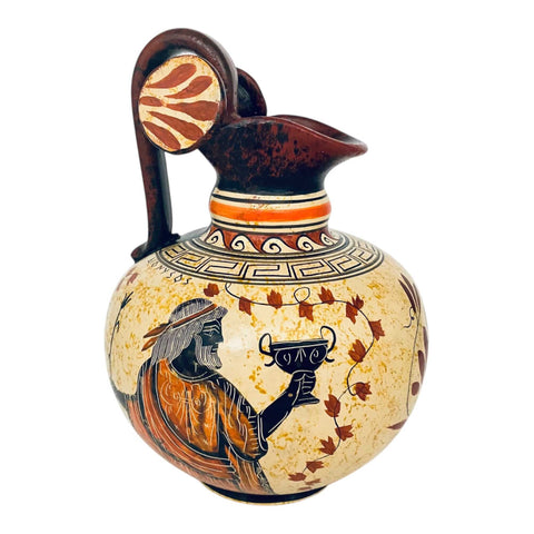 Ancient Greek Jar, Rhodian Oinochoe vase 20cm,Goddess Aphrodite and God Dionysus