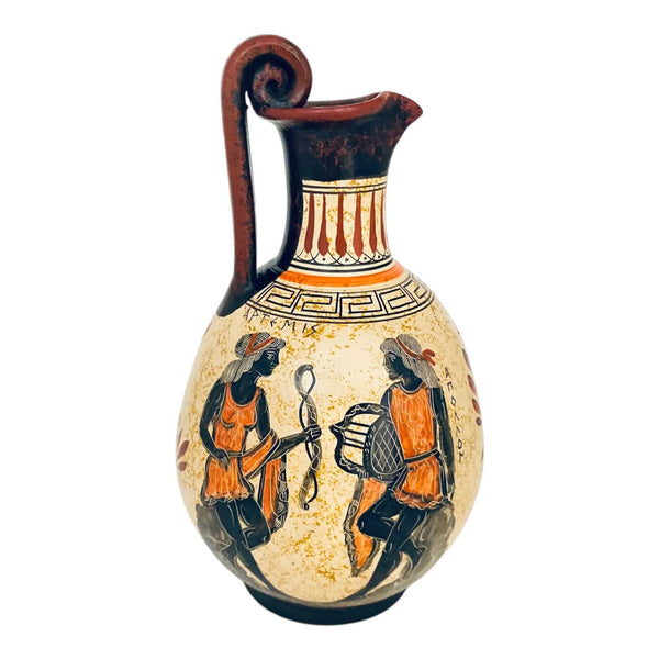 Ancient Greek Oinochoe jug 24cm, Goddess Aphrodite,God Apollon with Godess Artemis