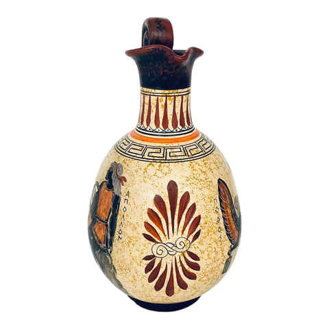 Antike griechische Vase, 24 cm, zeigt die Göttin Aphrodite, den Gott Apollon mit der Göttin Artemis.
