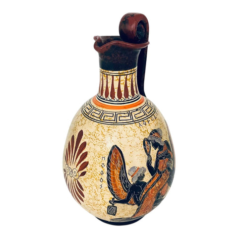 Antike griechische Vase, 24 cm, zeigt die Göttin Aphrodite, den Gott Apollon mit der Göttin Artemis.