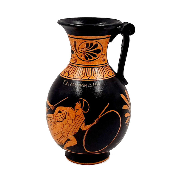 Ancient Greek Olpe 16cm,Red Figure Pottery,God Zeus with Ganymede